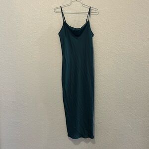 Full length dark green slip dress